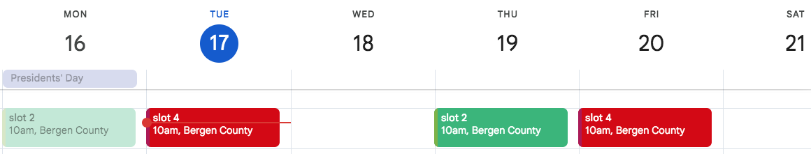 Sample 2-day schedule